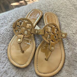 Tory Burch Beige Patent Leather Sandals